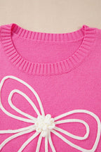 Bow Round Neck Dropped Shoulder Sweater Oversized