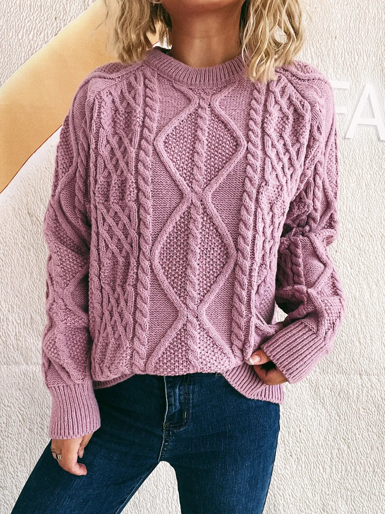 Cable Knit Long Sleeve Sweater