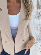 Full Size Double-Breasted Lapel Collar Blazer Plus Size