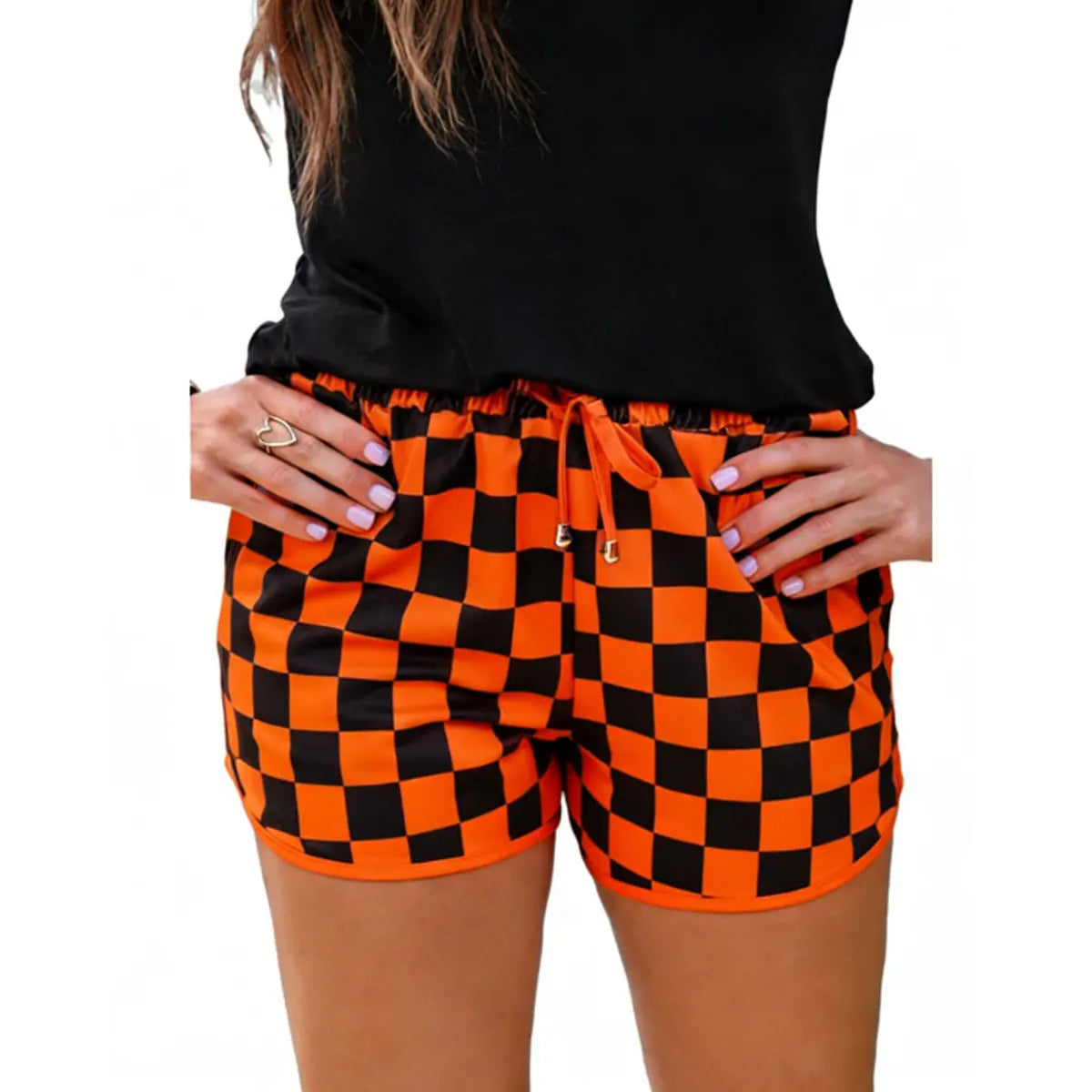 Women's Checkered Drawstring Casual Summer Shorts
