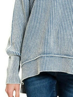Zenana Washed Side Slit Oversized Sweater