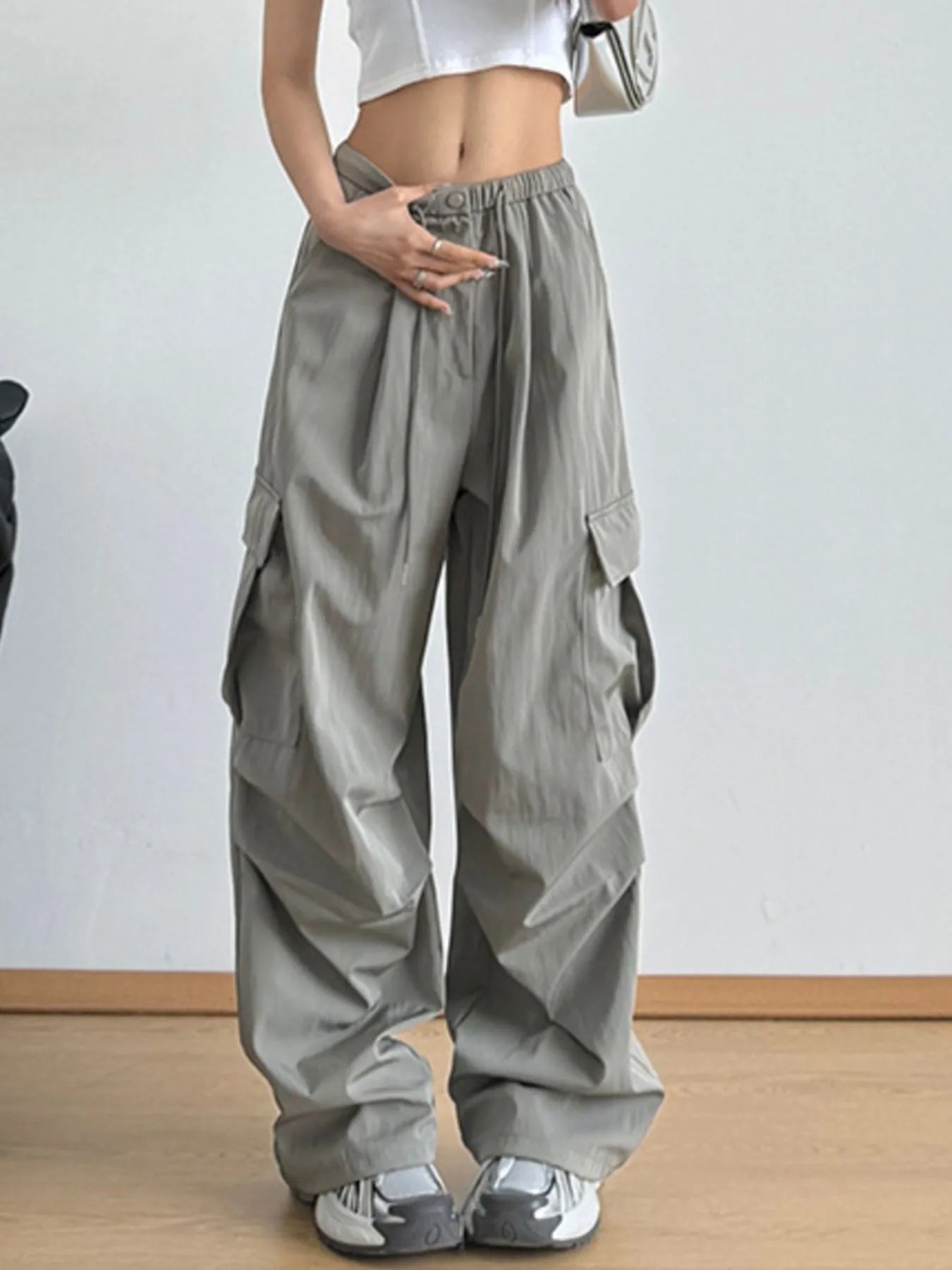 Drawstring Wide Leg Pants