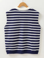 Stripe Knitted Bow Decor Sweater Vest