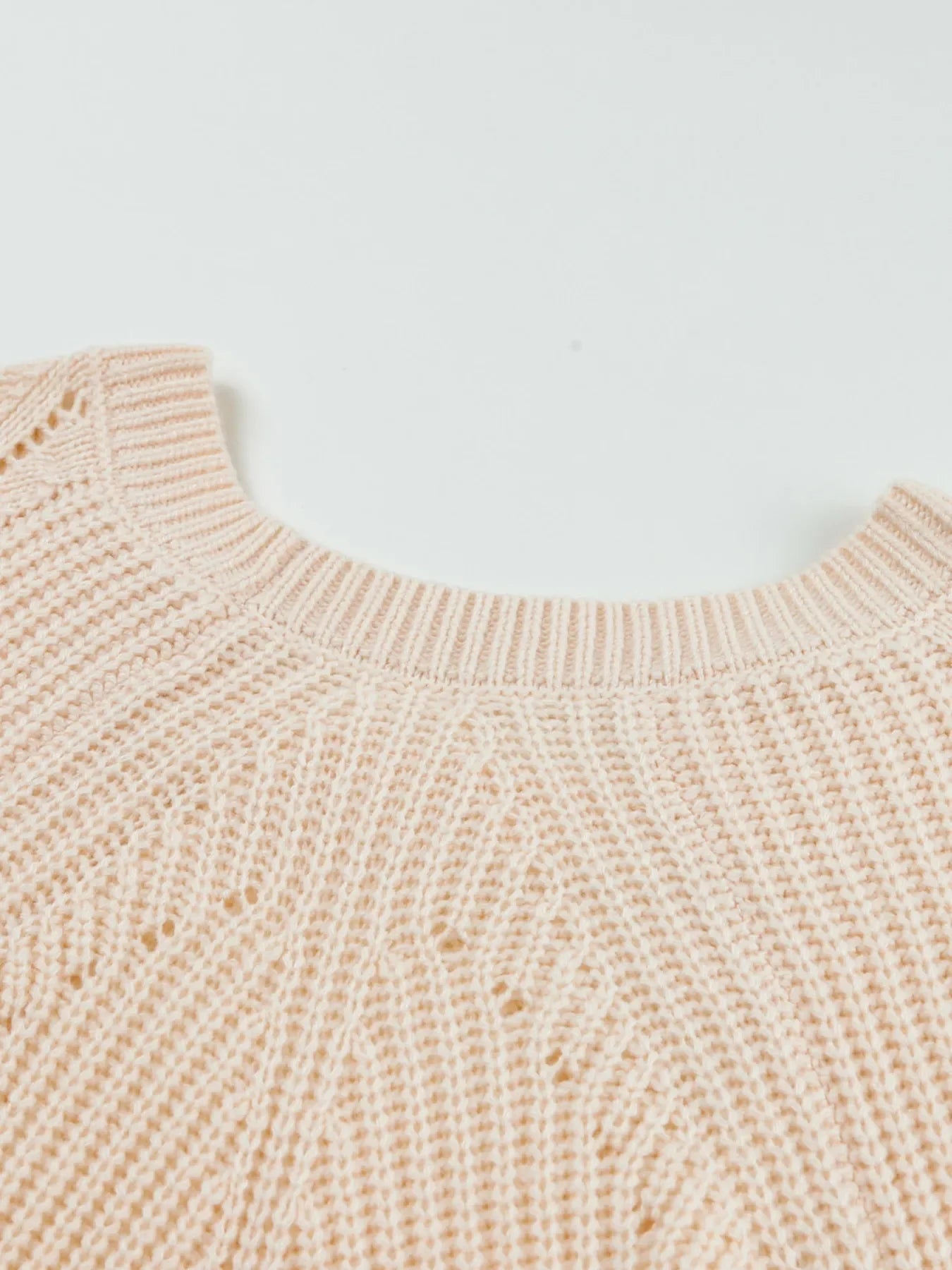 Openwork Round Neck Long Sleeve Sweater