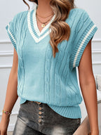 Devine Cable-Knit V-Neck Sweater Vest