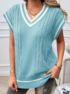 Devine Cable-Knit V-Neck Sweater Vest