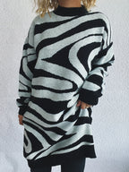 Oversized Zebra Print Long Sleeve Sweater