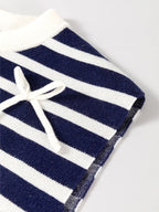 Stripe Knitted Bow Decor Sweater Vest
