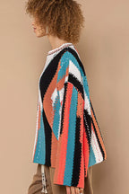 POL Color Block Round Neck Oversized Sweater