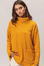 BiBi Piper Rib Double Pocket Turtle Neck Sweater