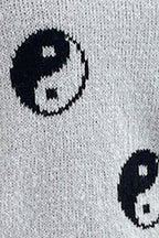 Graphic Mock Neck Dropped Shoulder Sweater