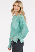 Mittoshop Distressed Hem Round Neck Dropped Shoulder Sweater
