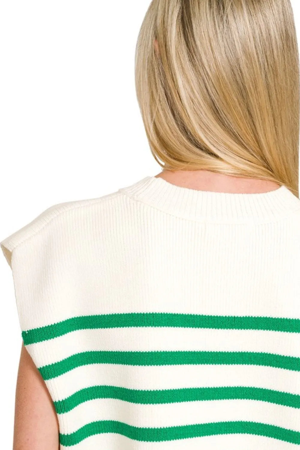 Zenana Oversized Crew Neck Stripe Sweater Vest