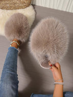 New Trendy Plush Fur Slippers, Super Cute Fashion Warm Home Shoes, Anti-Slip Thick Sole Cat-Like Feel Cotton Slippers, Christmas Gift for Girls