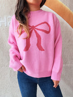 Bow Pattern Casual Long Sleeve Sweater