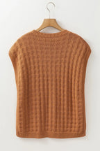 Textured Pattern Round Neck Sweater Vest