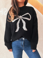 Bow Pattern Casual Long Sleeve Sweater
