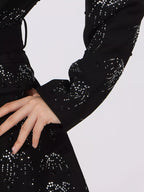 Rhinestone Button Down Long Sleeve Blazer