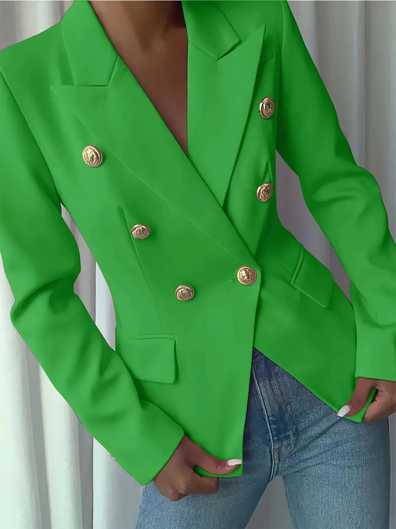 Decor Button Lapel Collar Blazer