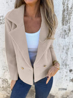 Full Size Double-Breasted Lapel Collar Blazer Plus Size