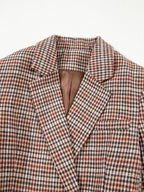 Houndstooth Lapel Collar Blazer
