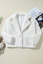Fuzzy One Button Long Sleeve Jacket