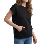 Women's Cap Sleeve Kangaroo Pocket Sweatshirt