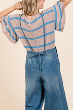Mittoshop Denim Tie Back Sleeveless Wide Leg Overalls