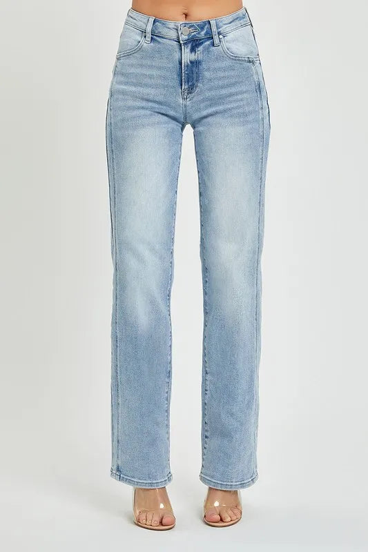 RISEN Plus Size Mid Rise Straight Jeans