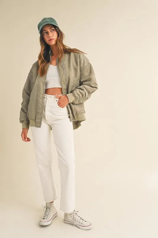 MABLE Back Ruched Utiltiy Bomber Jacket