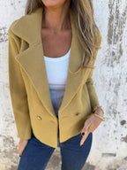 Full Size Double-Breasted Lapel Collar Blazer Plus Size