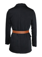 Buttoned Lapel Collar Long Sleeve Blazer