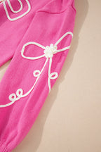 Bow Round Neck Dropped Shoulder Sweater Oversized