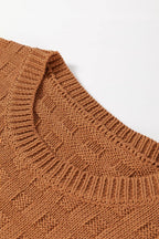 Textured Pattern Round Neck Sweater Vest