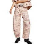 Wide-Leg Loose Mid-Rise Casual Denim Trousers
