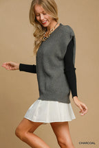 Umgee Oversized V Neck Ribbed Sweater Vest