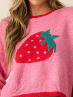 Strawberry Round Neck Long Sleeve Sweater