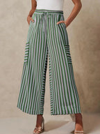 Contrast Striped Wide leg Pants