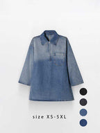 Half-Zip Collared Vintage Denim Dress