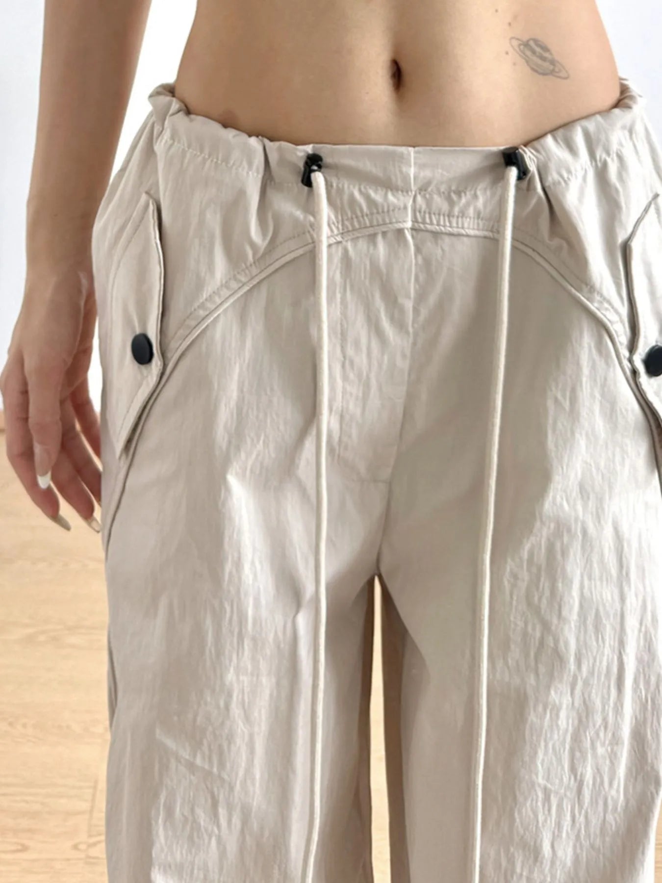 Relaxed Wide-Leg Drawstring Pants