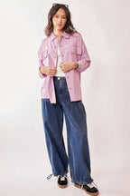 Davi & Dani Multi Color Rock & Roll Fringed Hem Loose Fit Shacket