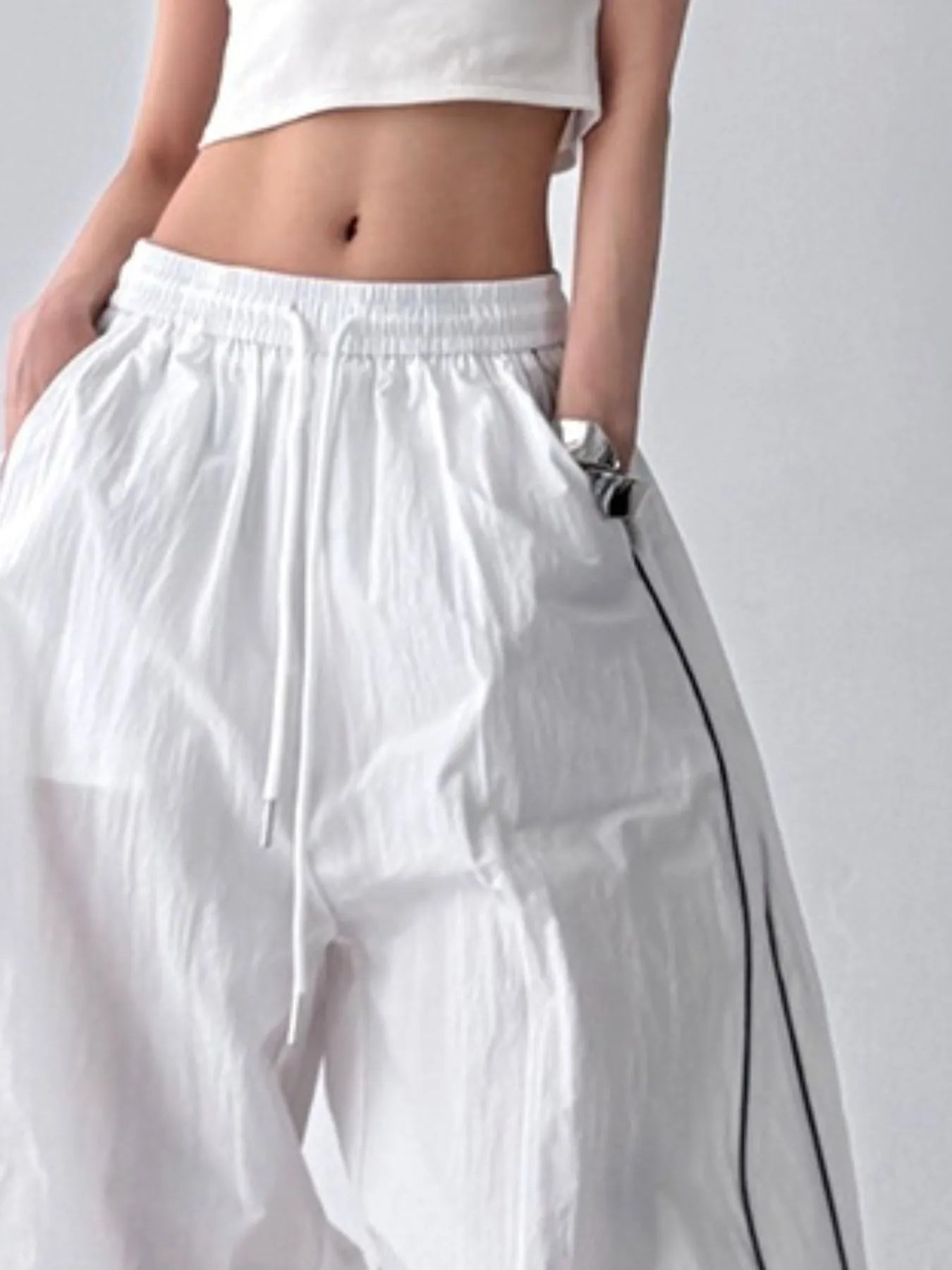 Drawstring Wide Leg Pants