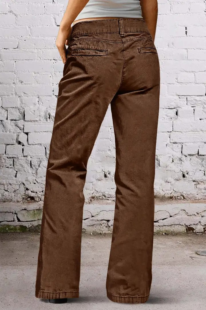 Mid Rise Stretchy Straight Leg Butt Hugging Pants
