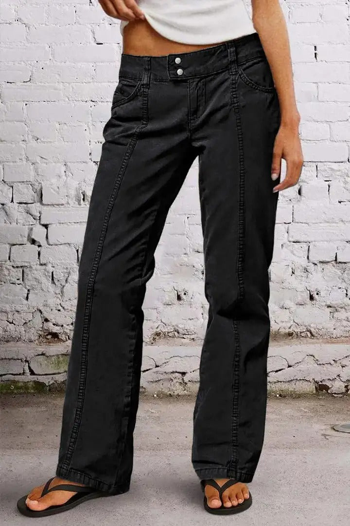 Mid Rise Stretchy Straight Leg Butt Hugging Pants
