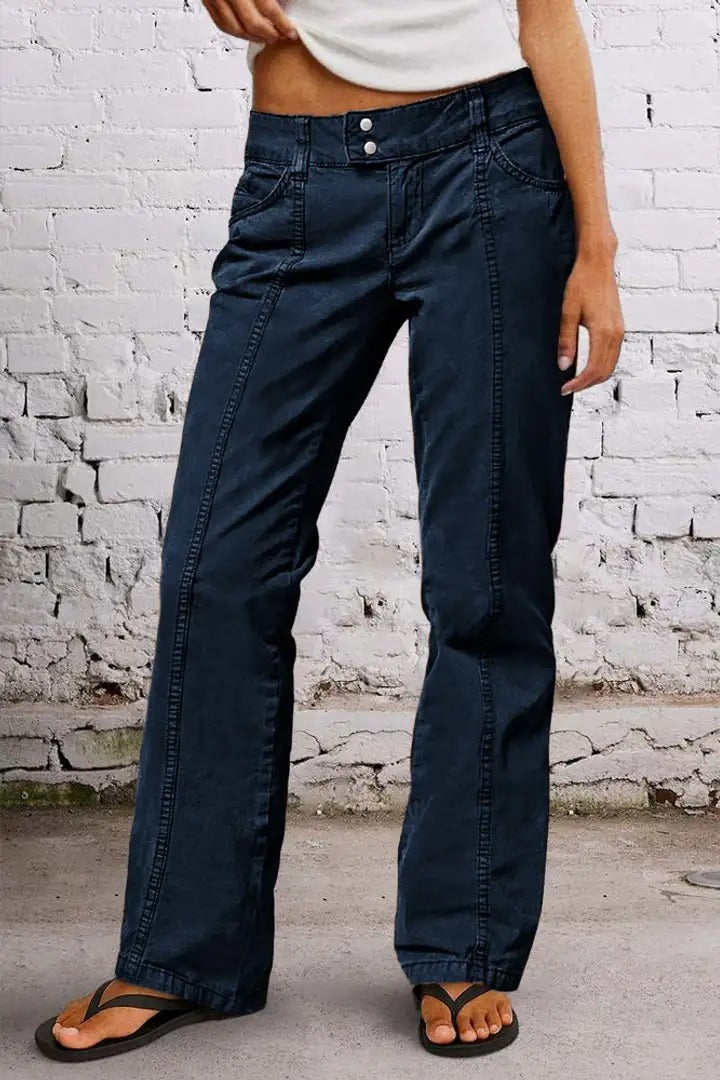 Mid Rise Stretchy Straight Leg Butt Hugging Pants