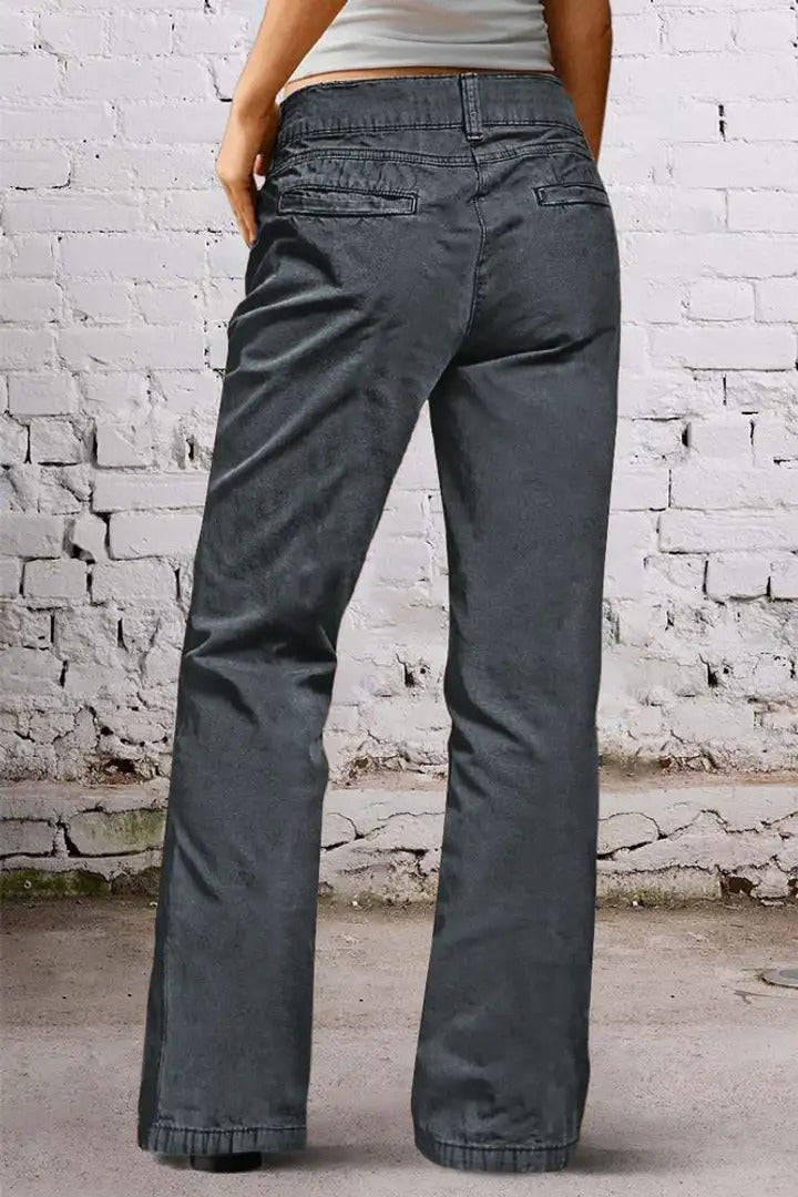 Mid Rise Stretchy Straight Leg Butt Hugging Pants