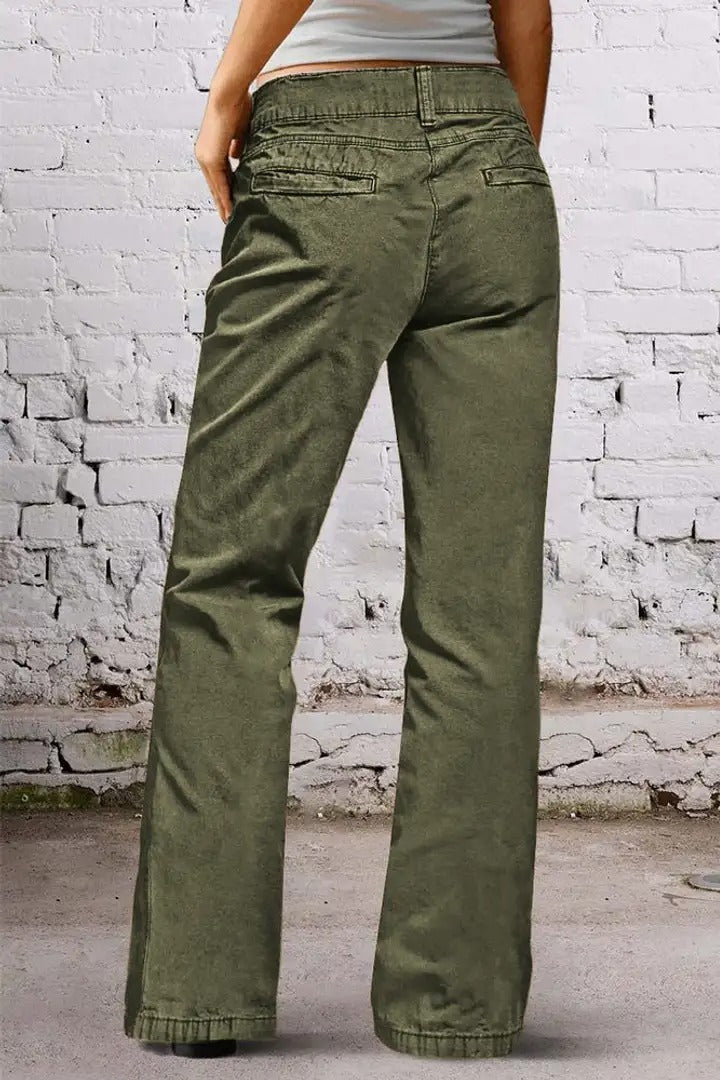 Mid Rise Stretchy Straight Leg Butt Hugging Pants