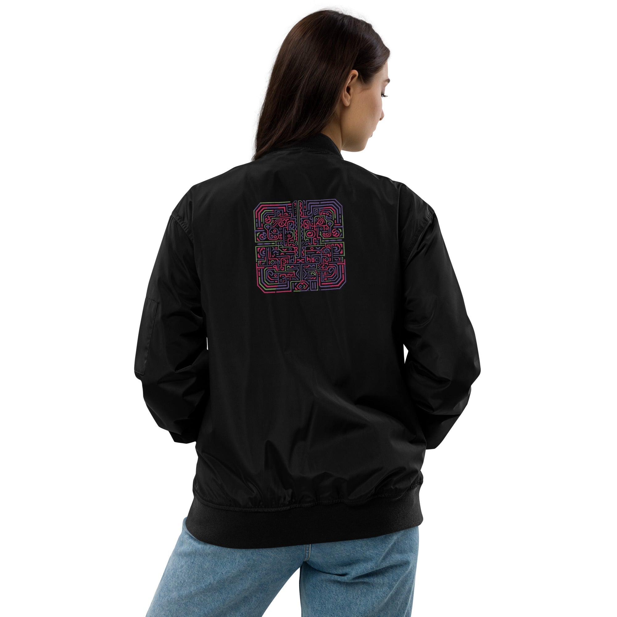 [GeoModa] Maze Infusion Embroidered Unisex Premium Recycled Bomber Jacket