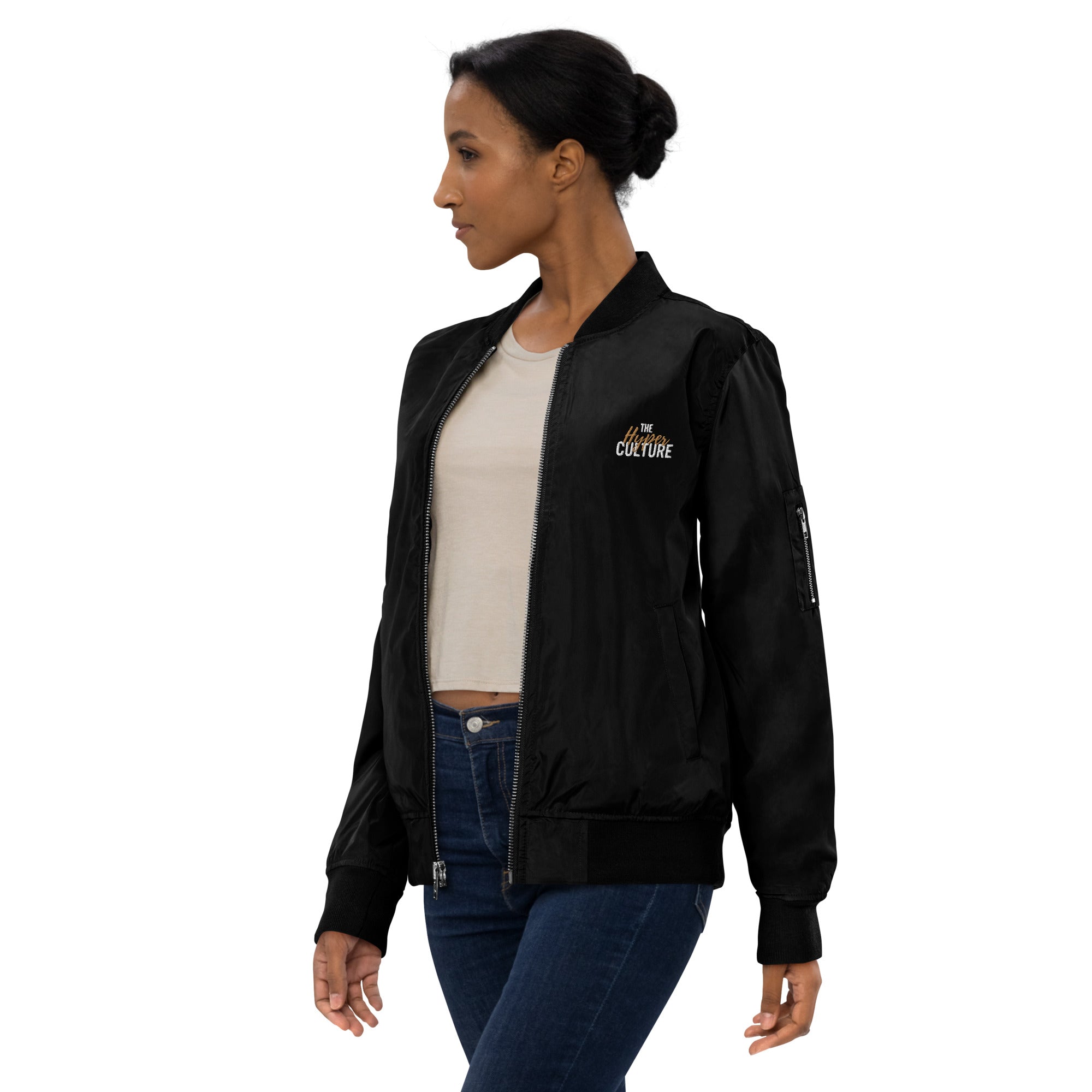 [GeoModa] Maze Infusion Embroidered Unisex Premium Recycled Bomber Jacket