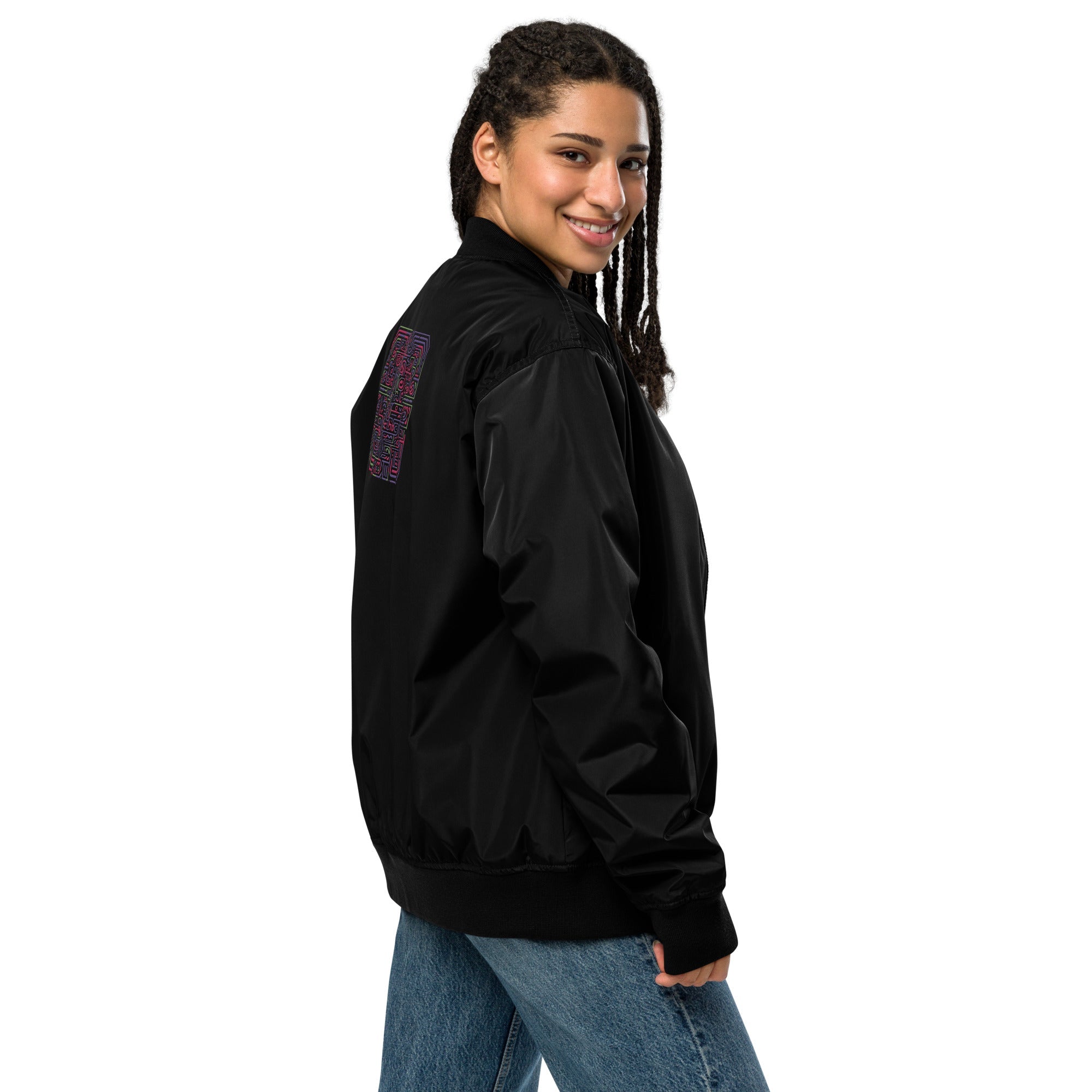 [GeoModa] Maze Infusion Embroidered Unisex Premium Recycled Bomber Jacket